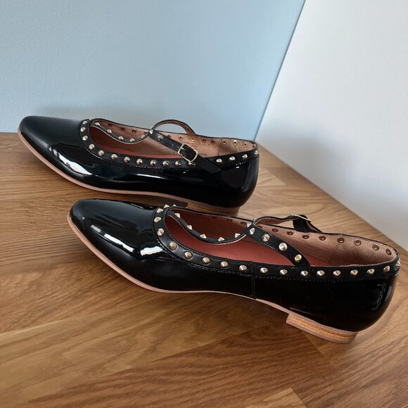 Studded Patent Leather Flats - Picture 2 of 9
